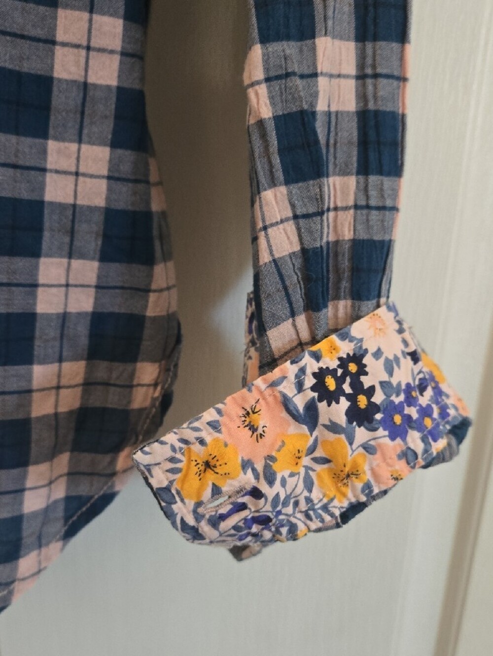 Pilcro Blue and Pink Plaid Button-Up Blouse - Picture 8 of 9